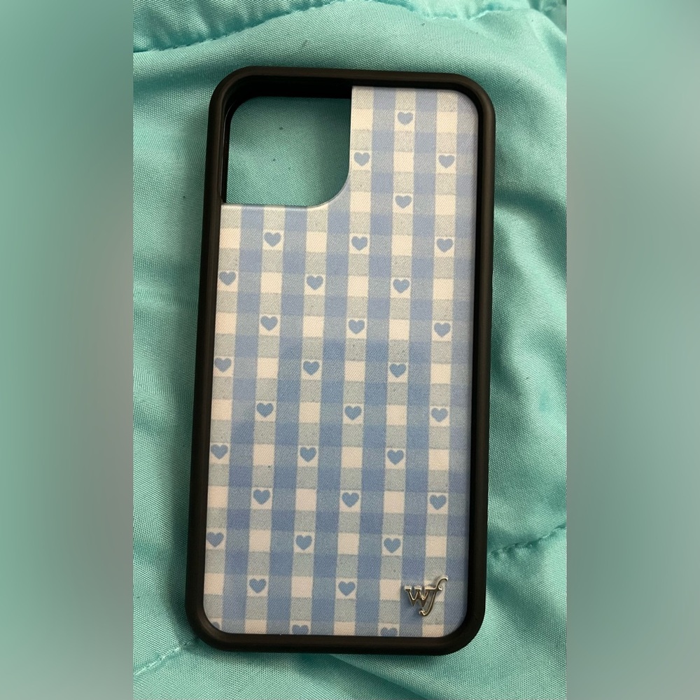 Wildflower iPhone 13 case in blue gingham hearts